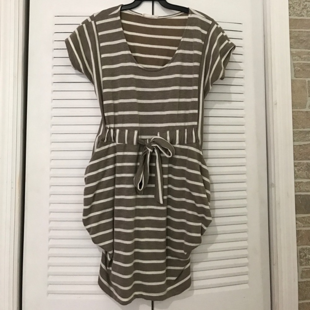 Striped lush dress with tie belt - Picture 1 of 2